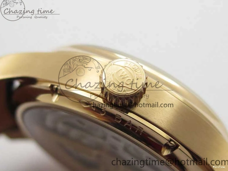 MIROTIME 0307 Elegant Portugieser Perpetual Calendar IW503302 RG V9F 1:1 Best Edition Gray Dial on Black Leather Strap A 7096